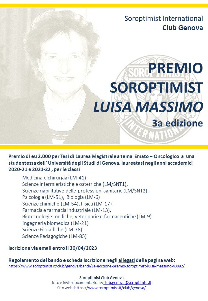 3A EDIZIONE PREMIO SOROPTIMIST LUISA MASSIMO